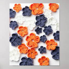Blume aus handgefertigten Frühlingstoffen, orange  Poster