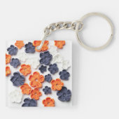 Blume aus handgefertigten Frühlingstoffen, orange  Schlüsselanhänger (Rückseite)