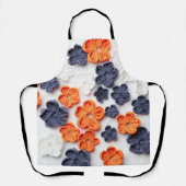 Blume aus handgefertigten Frühlingstoffen, orange Schürze (Vorderseite)