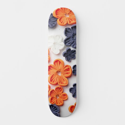 Blume aus handgefertigten Frühlingstoffen, orange Skateboard (Vorderseite)