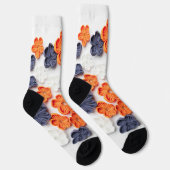 Blume aus handgefertigten Frühlingstoffen, orange Socken (Rechts)