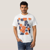 Blume aus handgefertigten Frühlingstoffen, orange T-Shirt (Vorne ganz)
