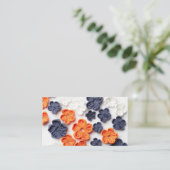 Blume aus handgefertigten Frühlingstoffen, orange  Visitenkarte (Stehend Vorderseite)