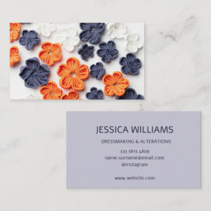 Blume aus handgefertigten Frühlingstoffen, orange  Visitenkarte