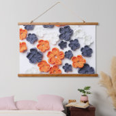 Blume aus handgefertigten Frühlingstoffen, orange  Wandteppich Mit Holzrahmen (Schlafzimmer)