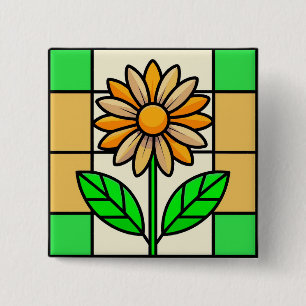 Blume aus Hartglas Button