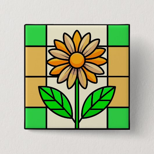 Blume aus Hartglas Button (Vorderseite)