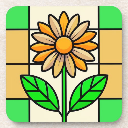 Blume aus Hartglas Getränkeuntersetzer (Vorderseite)