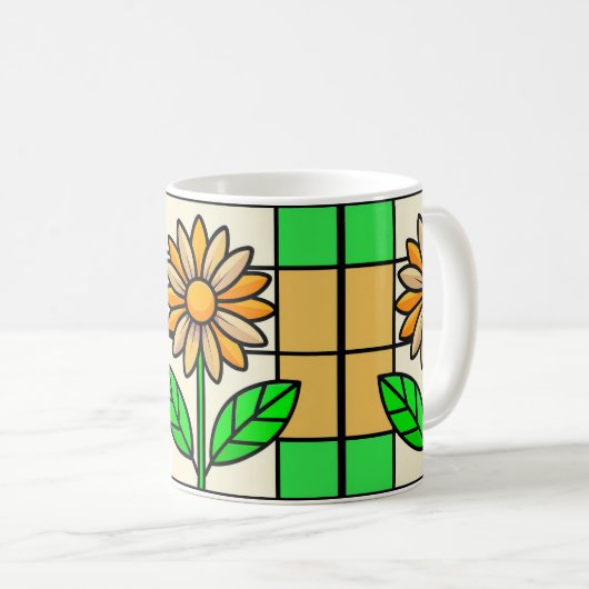 Blume aus Hartglas Kaffeetasse (VorderseiteRechts)