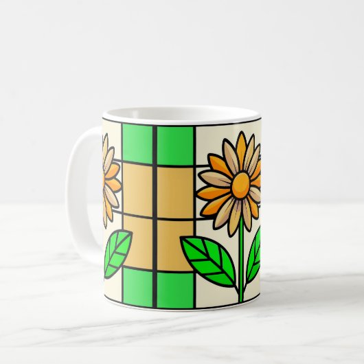 Blume aus Hartglas Kaffeetasse (Vorderseite Links)
