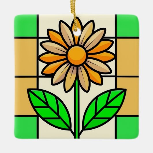Blume aus Hartglas Keramikornament (Vorderseite)