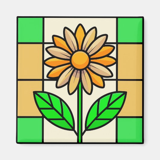 Blume aus Hartglas Magnet (Vorne)