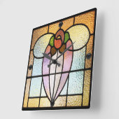 Blume aus Hartglas Quadratische Wanduhr (Winkel)