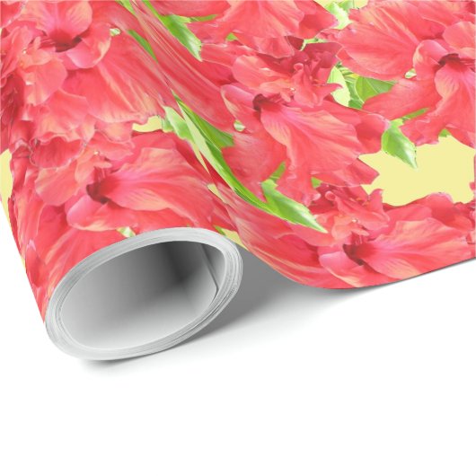 Blume aus hawaiianischem Hibiskus auf dem Gelben U Geschenkpapier (Rolleneckpunkt)