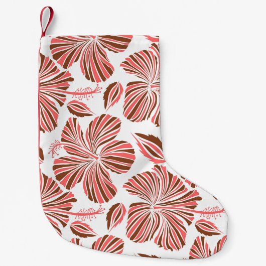 Blume aus hawaiianischem Hibiskus: brauner tropisc Kleiner Weihnachtsstrumpf (Vorderseite)