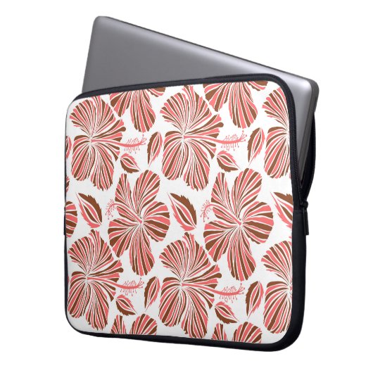 Blume aus hawaiianischem Hibiskus: brauner tropisc Laptopschutzhülle (Vorderseite Links)