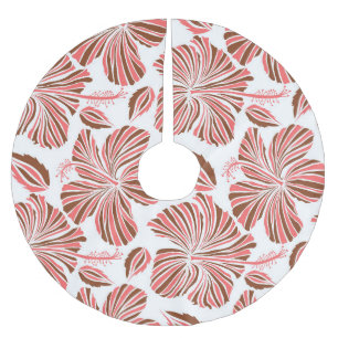 Blume aus hawaiianischem Hibiskus: brauner tropisc Polyester Weihnachtsbaumdecke
