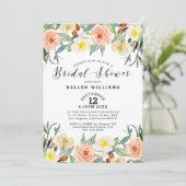 Blume aus hellpfirsichfarbenem und weißem Garten Einladung (Stehend Vorderseite)