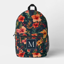 Blume aus Hibiskus, tropisches Blumenmuster Bedruckter Rucksack