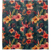 Blume aus Hibiskus, tropisches Blumenmuster Duschvorhang (Vorderseite)