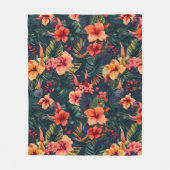 Blume aus Hibiskus, tropisches Blumenmuster Fleecedecke (Vorderseite)