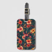 Blume aus Hibiskus, tropisches Blumenmuster Gepäckanhänger (Vorderseite Vertikal)