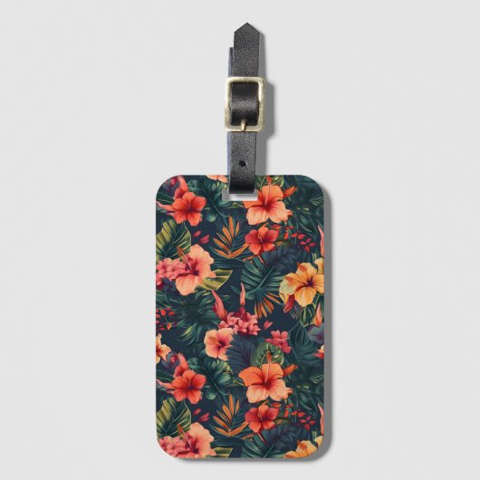Blume aus Hibiskus, tropisches Blumenmuster Gepäckanhänger (Vorderseite Vertikal)