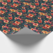 Blume aus Hibiskus, tropisches Blumenmuster Geschenkpapier (Ecke)