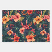 Blume aus Hibiskus, tropisches Blumenmuster Geschenkpapier Set (Vorderseite 3)