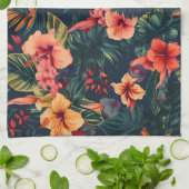 Blume aus Hibiskus, tropisches Blumenmuster Geschirrtuch (Gefaltet)