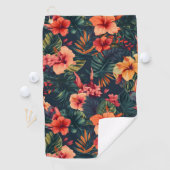 Blume aus Hibiskus, tropisches Blumenmuster Golfhandtuch (Insitu)