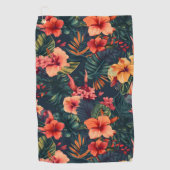 Blume aus Hibiskus, tropisches Blumenmuster Golfhandtuch (Vorderseite)