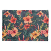 Blume aus Hibiskus, tropisches Blumenmuster Kissenbezug (Rückseite)