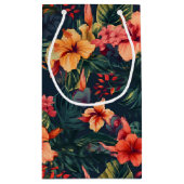 Blume aus Hibiskus, tropisches Blumenmuster Kleine Geschenktüte (Rückseite)