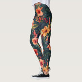 Blume aus Hibiskus, tropisches Blumenmuster Leggings (Links)