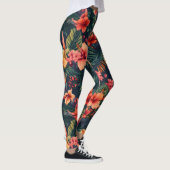 Blume aus Hibiskus, tropisches Blumenmuster Leggings (Rechts)