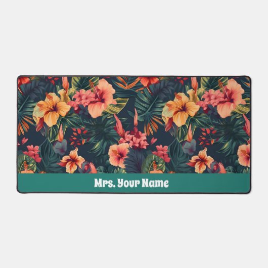 Blume aus Hibiskus, tropisches Blumenmuster Schreibtischunterlage (Vorderseite)