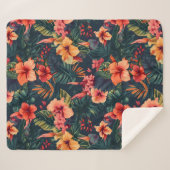 Blume aus Hibiskus, tropisches Blumenmuster Sherpadecke (Vorderseite (Horizontal))