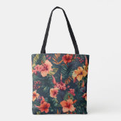 Blume aus Hibiskus, tropisches Blumenmuster Tasche (Rückseite)