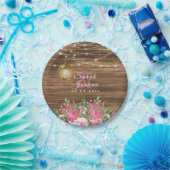 Blume aus Holz, Laternen und rosa Mauve Pappteller (Party)