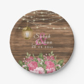 Blume aus Holz, Laternen und rosa Mauve Pappteller (Vorderseite)