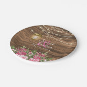 Blume aus Holz, Laternen und rosa Mauve Pappteller (Schrägansicht)