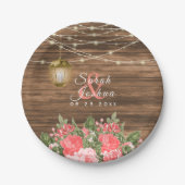 Blume aus Holz, Lattern und Korallen Pappteller (Vorderseite)