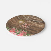 Blume aus Holz, Lattern und Korallen Pappteller (Schrägansicht)