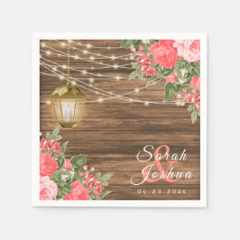 Blume aus Holz, Lattern und Korallen Serviette