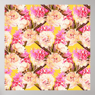 Blume aus Hyazinthen und Pfirsichs, nahtlos. Wat Poster