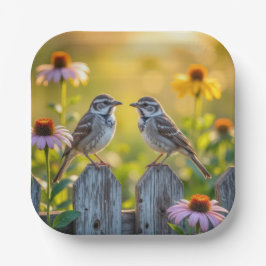 Blume aus Kon und Spange durch einen Holzzaun Pappteller