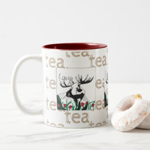 Blume aus künstlerischem Tee Elche Zweifarbige Tasse