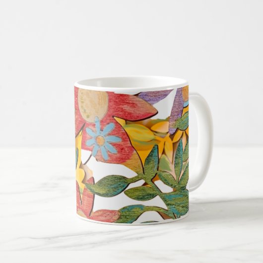 Blume aus lackiertem Holz Kaffeetasse (VorderseiteRechts)