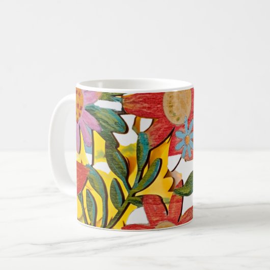 Blume aus lackiertem Holz Kaffeetasse (Vorderseite Links)